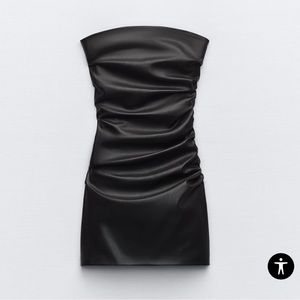 Zara Faux Leather Draped Dress